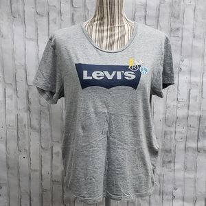 Levi's Gray Flowers and Piece Symbol T-Shirt, Size L